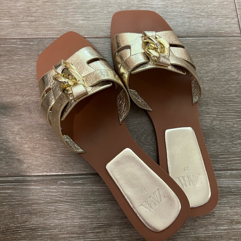 Zara Gold Sandals - Picture 2 of 3